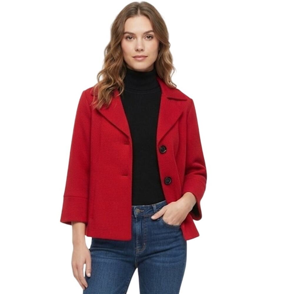 CATO Vibrant Red Notched Lapel Swing Style Jacket Blazer Wool Blend Holiday XL